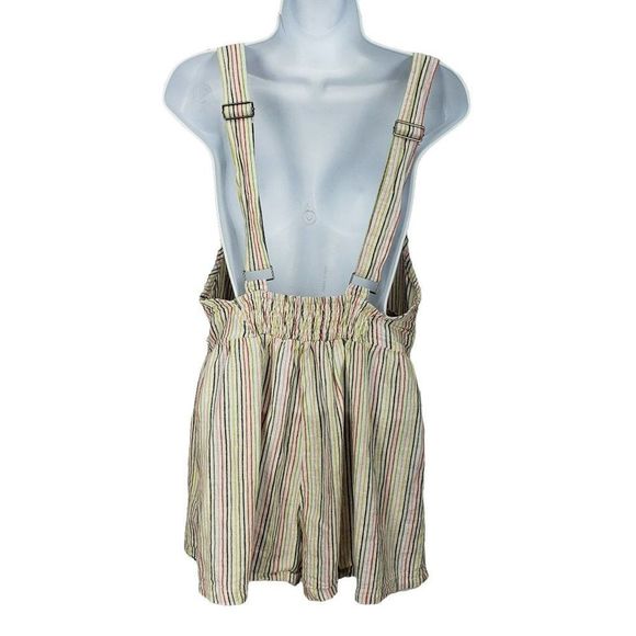 Vintage Havana‎ Multi Color Stripe Romper Linen Overall Shorts Large - Picture 2 of 15